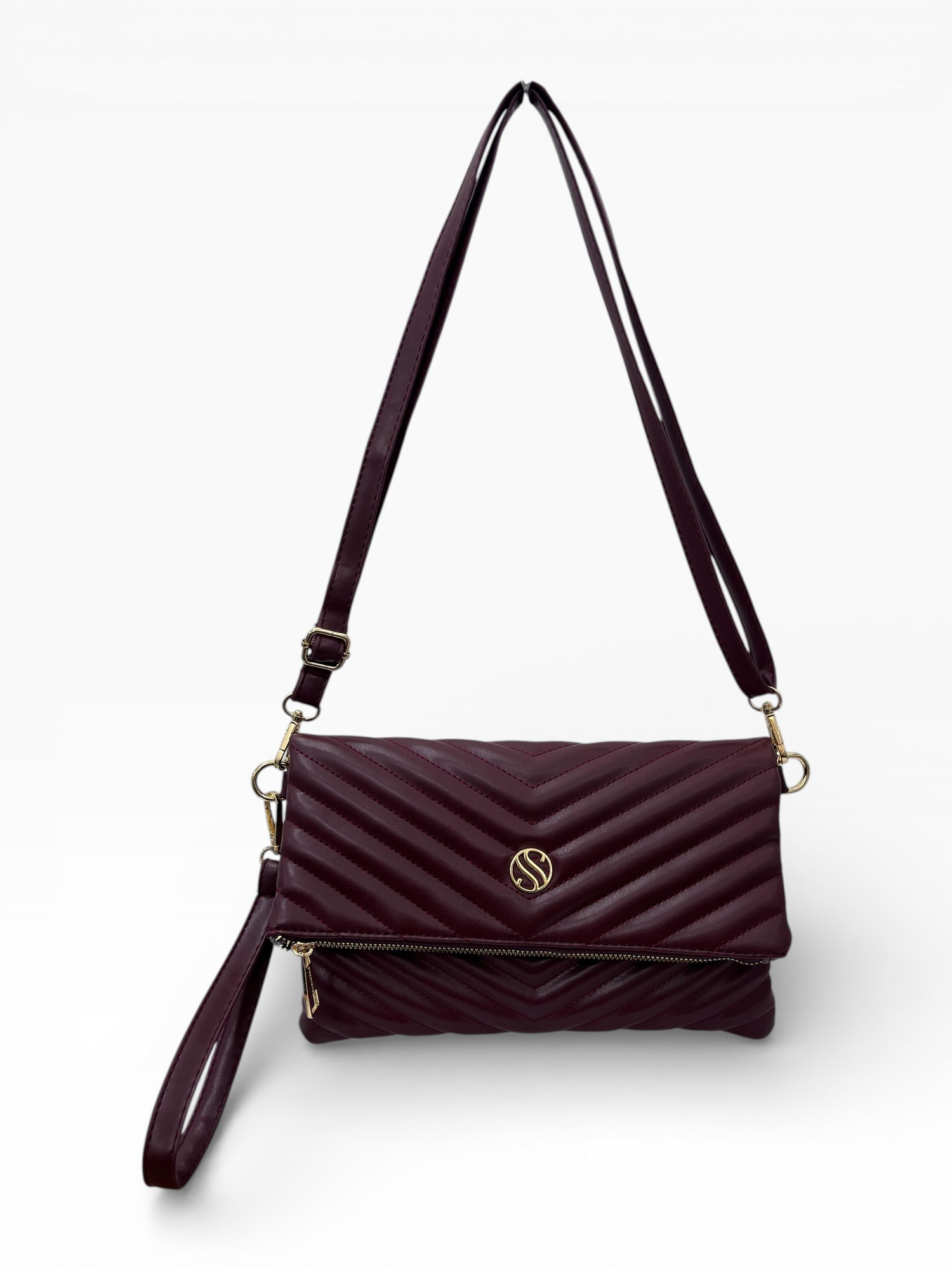 Kadın Suni Deri Kapitone Desenli Çapraz Askılı Mıknatıslı ve Ferm