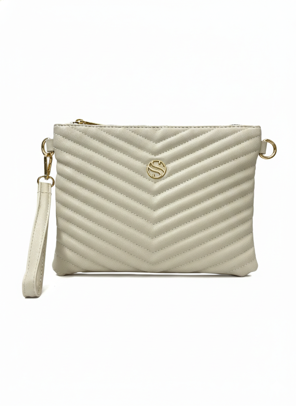 Kadın Suni Deri Krem Renkli Ayarlanabilir Çapraz Ve El Askılı Por