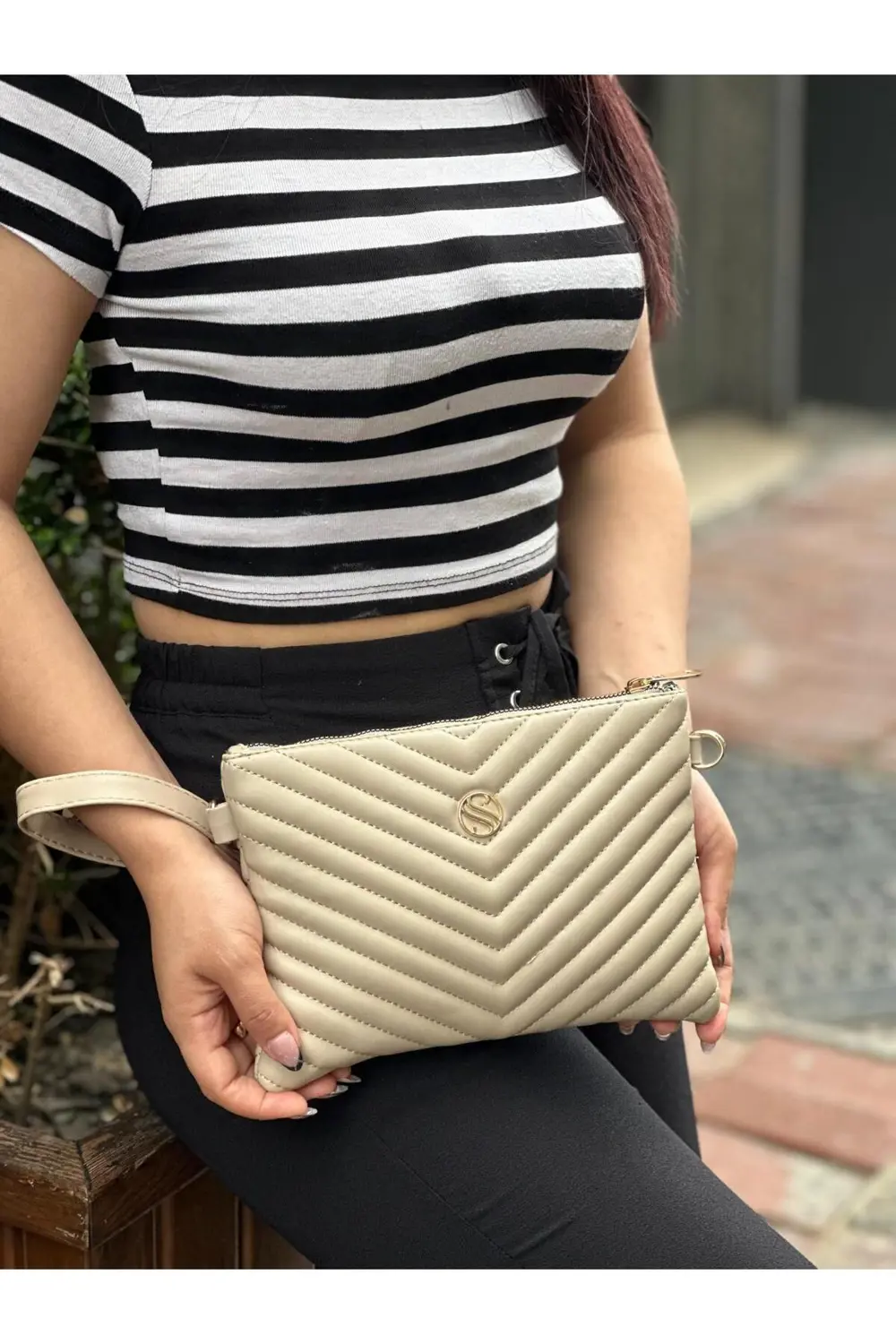 Kadın Suni Deri Kum Mat Ayarlanabilir Çapraz Ve El Askılı Deri Po