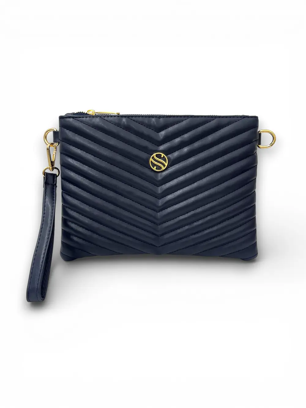 Kadın Suni Deri Lacivert Renkli Ayarlanabilir Çapraz Ve El Askılı