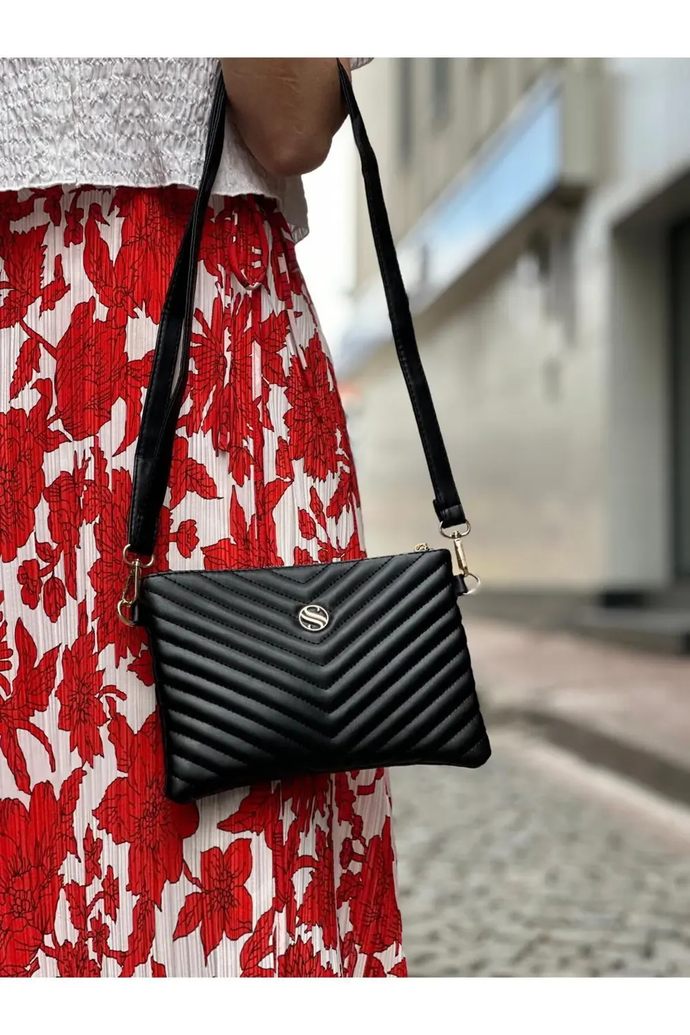 Kadın Suni Deri Siyah Mat Ayarlanabilir Çapraz Ve El Askılı Portf