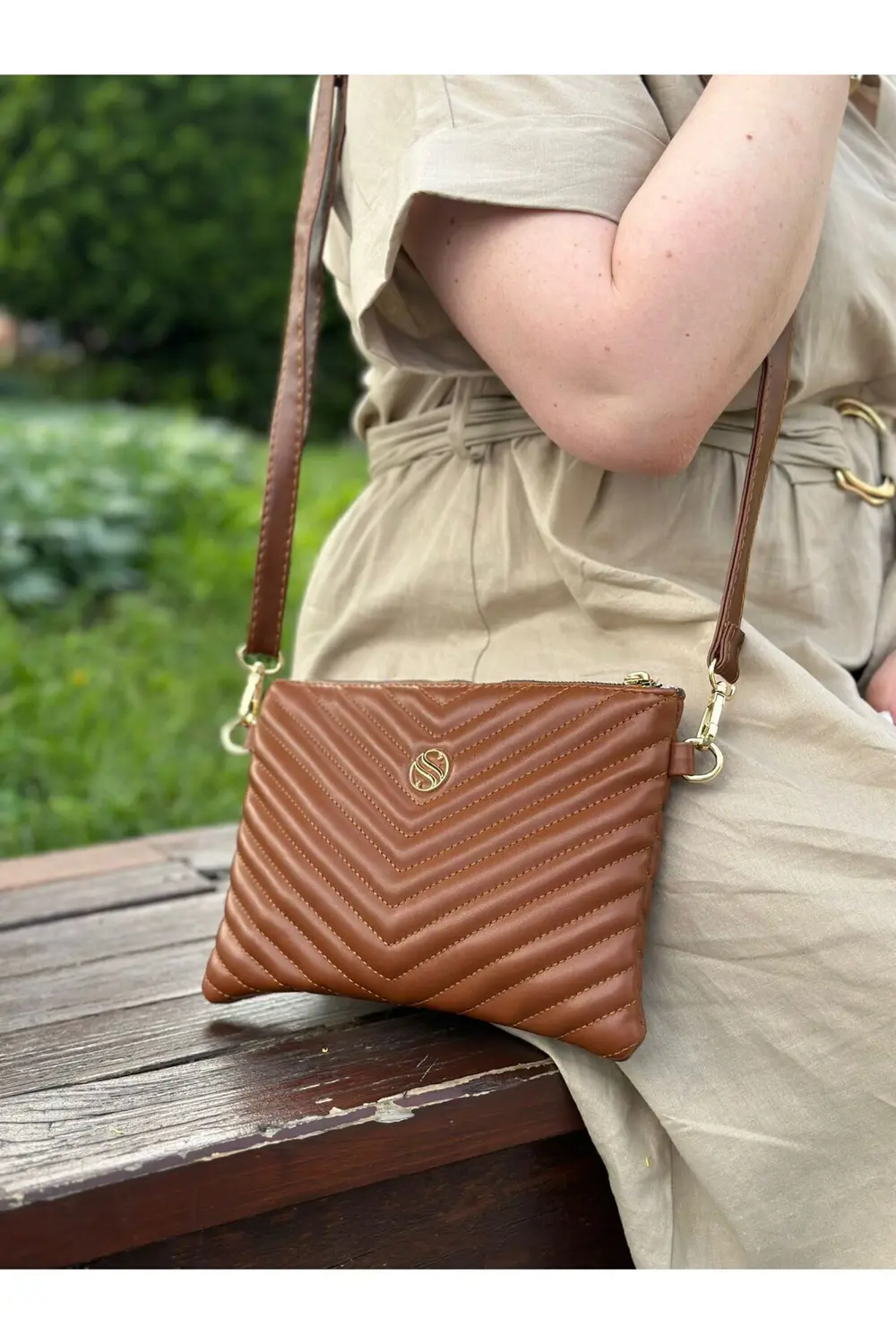 Kadın Suni Deri Taba Renkli Ayarlanabilir Çapraz Ve El Askılı Por