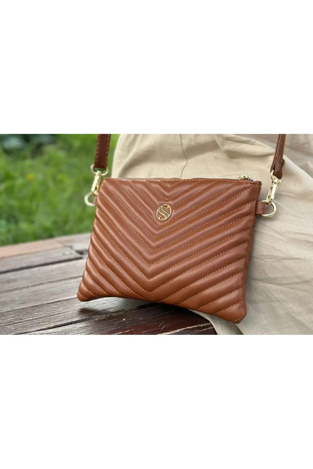 Kadın Suni Deri Taba Renkli Ayarlanabilir Çapraz Ve El Askılı Por