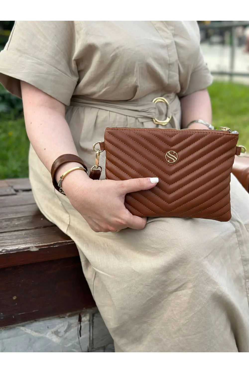 Kadın Suni Deri Taba Renkli Ayarlanabilir Çapraz Ve El Askılı Por