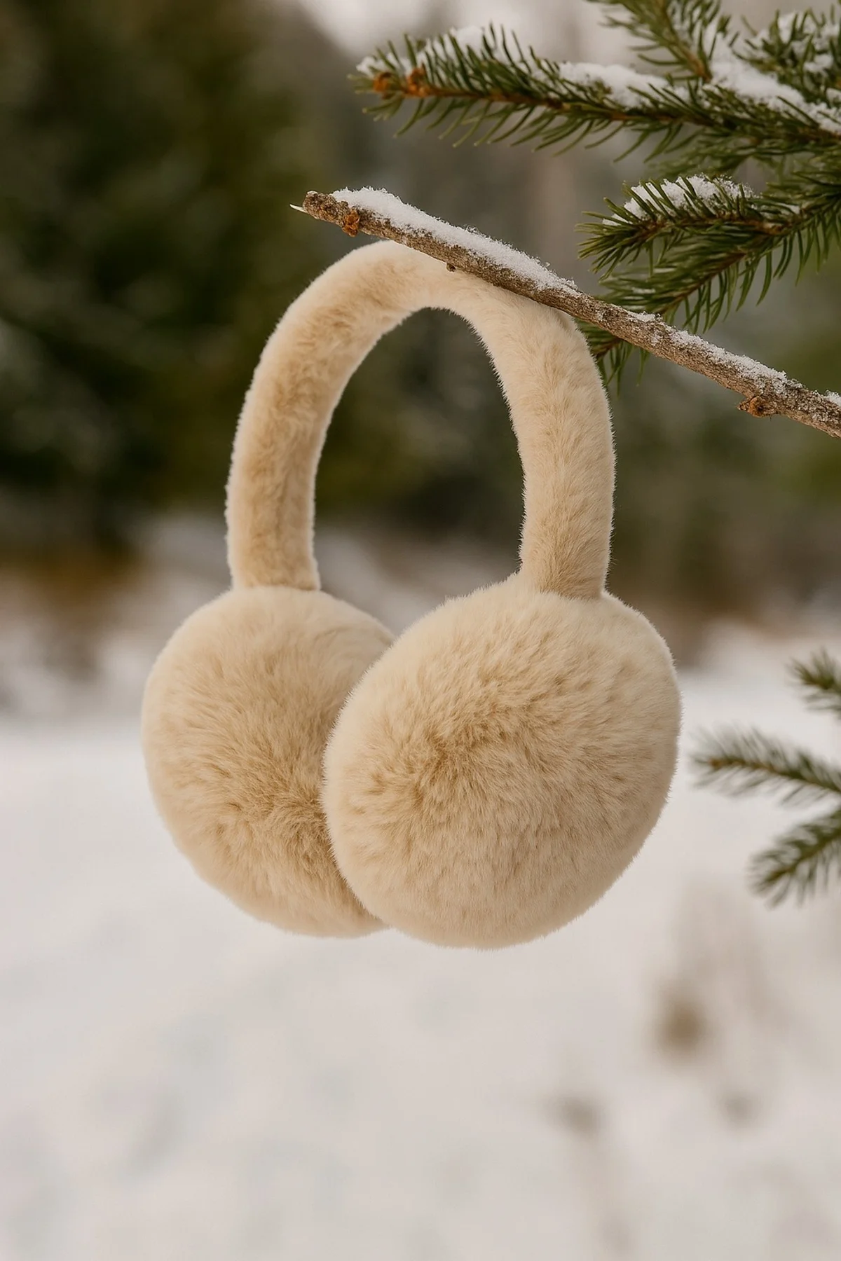 Kadın Suni Kürk Kulaklık – Yumuşak Peluş Kışlık Ear Muf Bej Kulaklık
