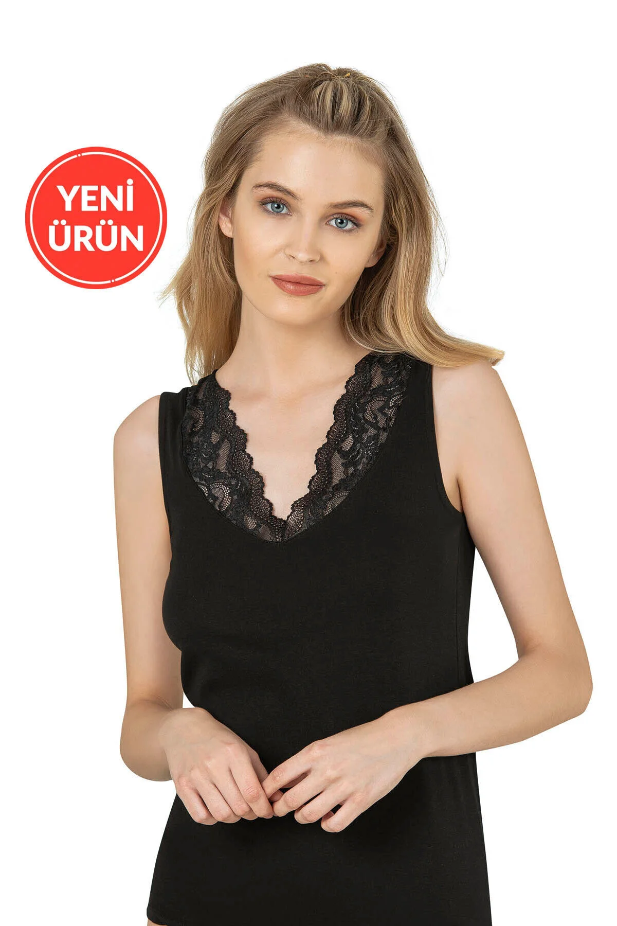 Kadın Süprem Pamuklu Esnek Rahat Yumuşak V Yaka Dantel Detaylı Ka