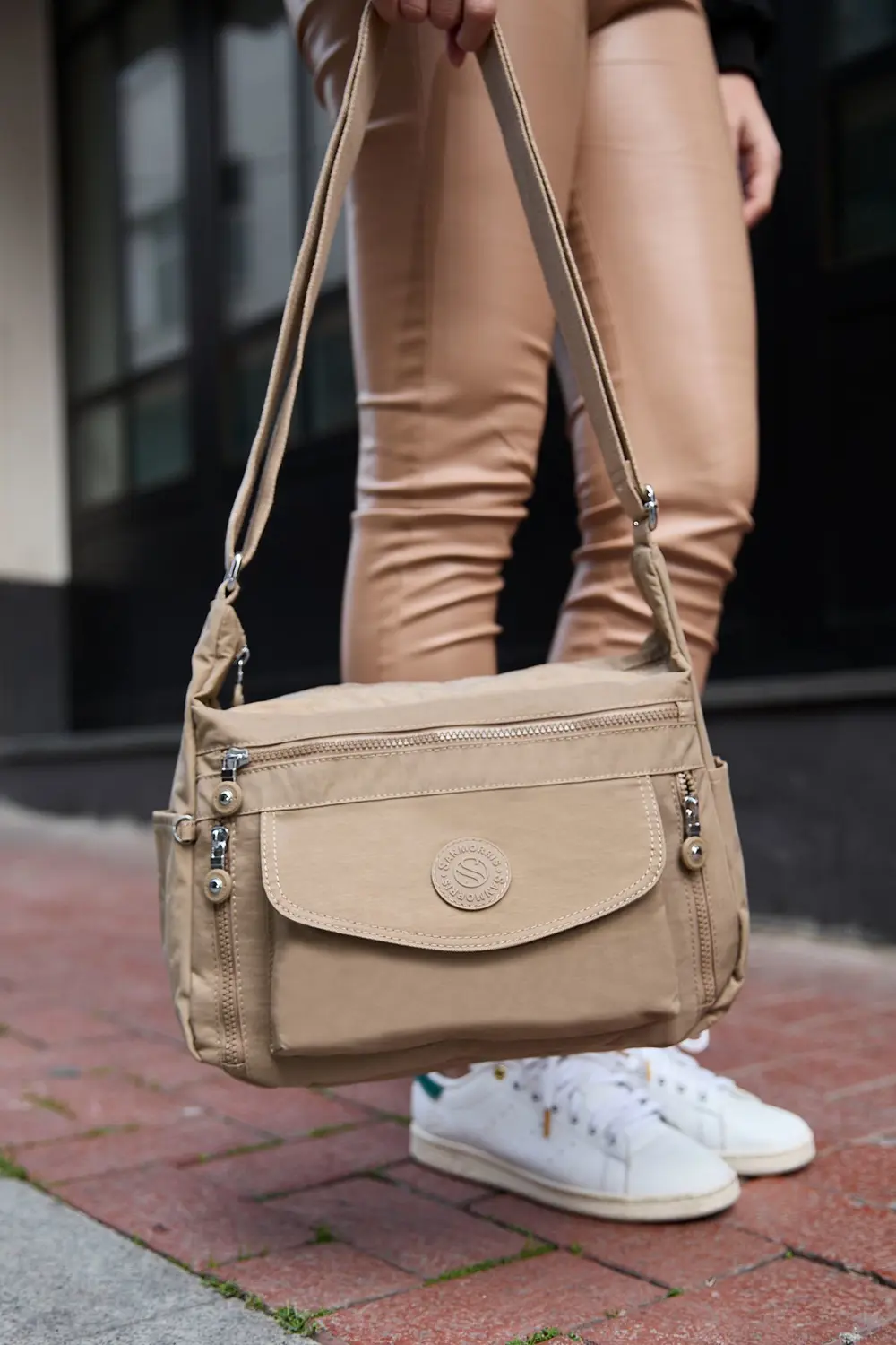 Kadın Suya Dayanıklı Krinkıl Kumaş Çok Gözlü Ayarlanabilir Çapraz