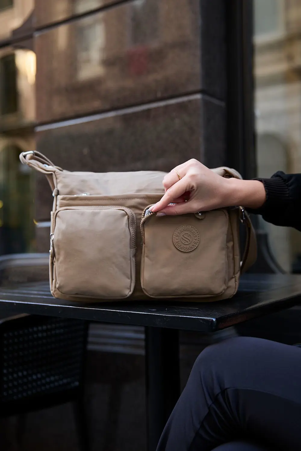 Kadın Suya Dayanıklı Krinkıl Kumaş Çok Gözlü Ayarlanabilir Bej Ça