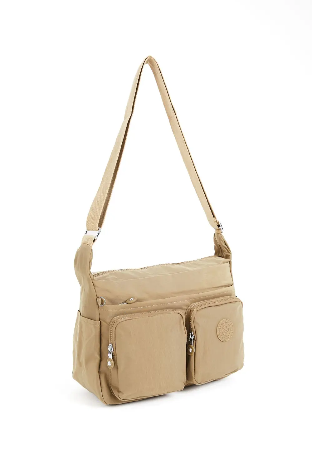 Kadın Suya Dayanıklı Krinkıl Kumaş Çok Gözlü Ayarlanabilir Bej Ça