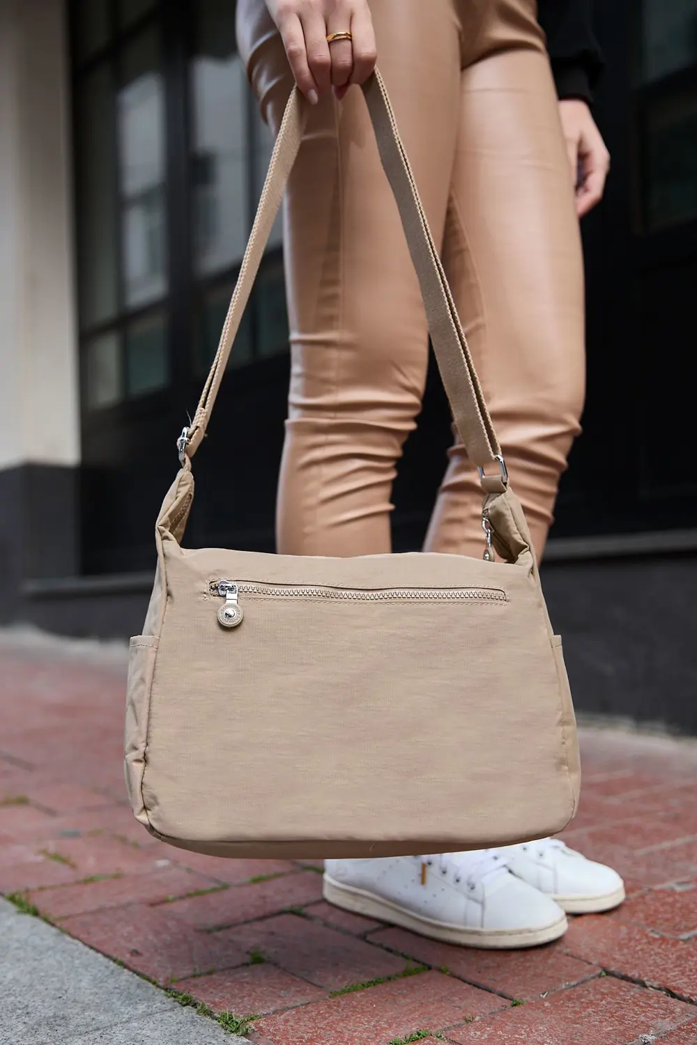 Kadın Suya Dayanıklı Krinkıl Kumaş Çok Gözlü Ayarlanabilir Çapraz