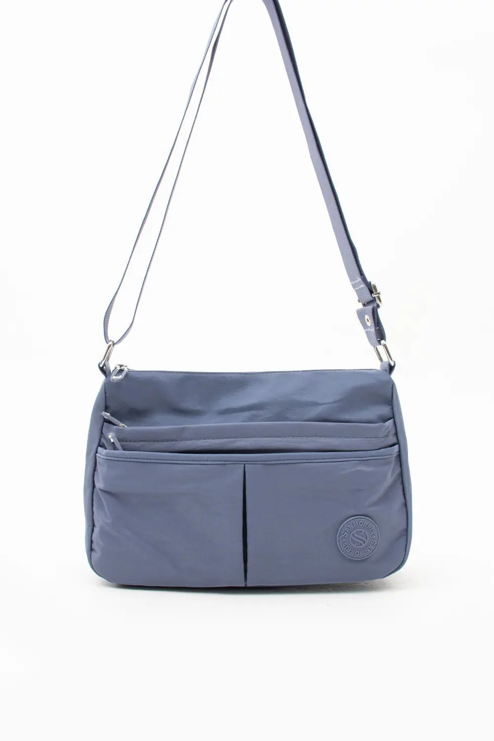 Kadın Suya Dayanıklı Paraşüt Kumaş 5 Gözlü Mavi Renkli Çapraz Ask