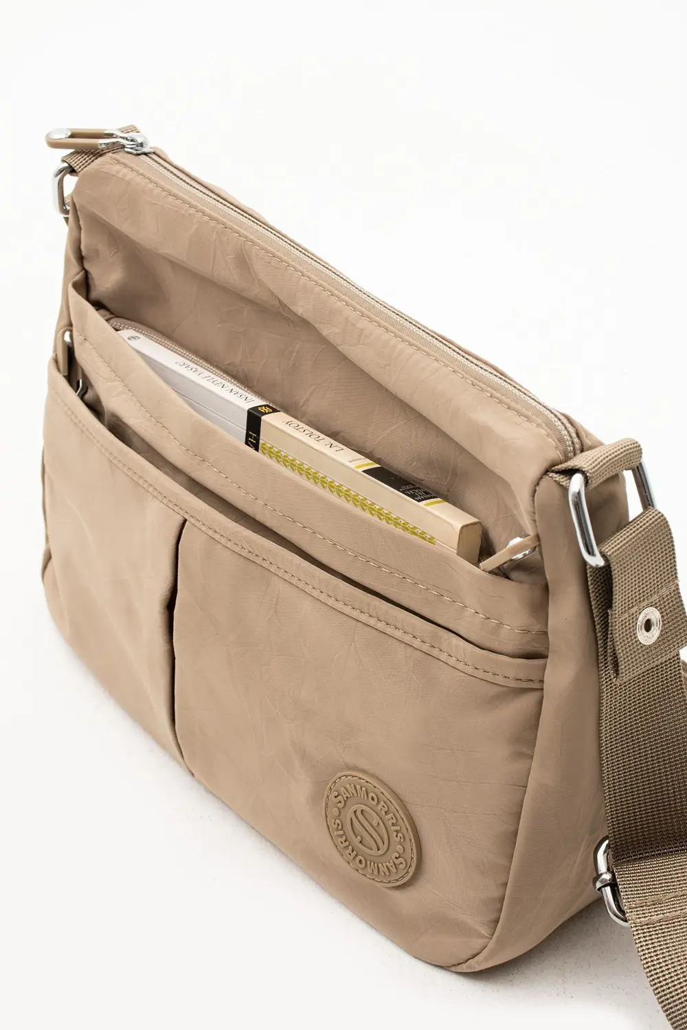 Kadın Suya Dayanıklı Paraşüt Kumaş 5 Gözlü Mavi Renkli Çapraz Ask