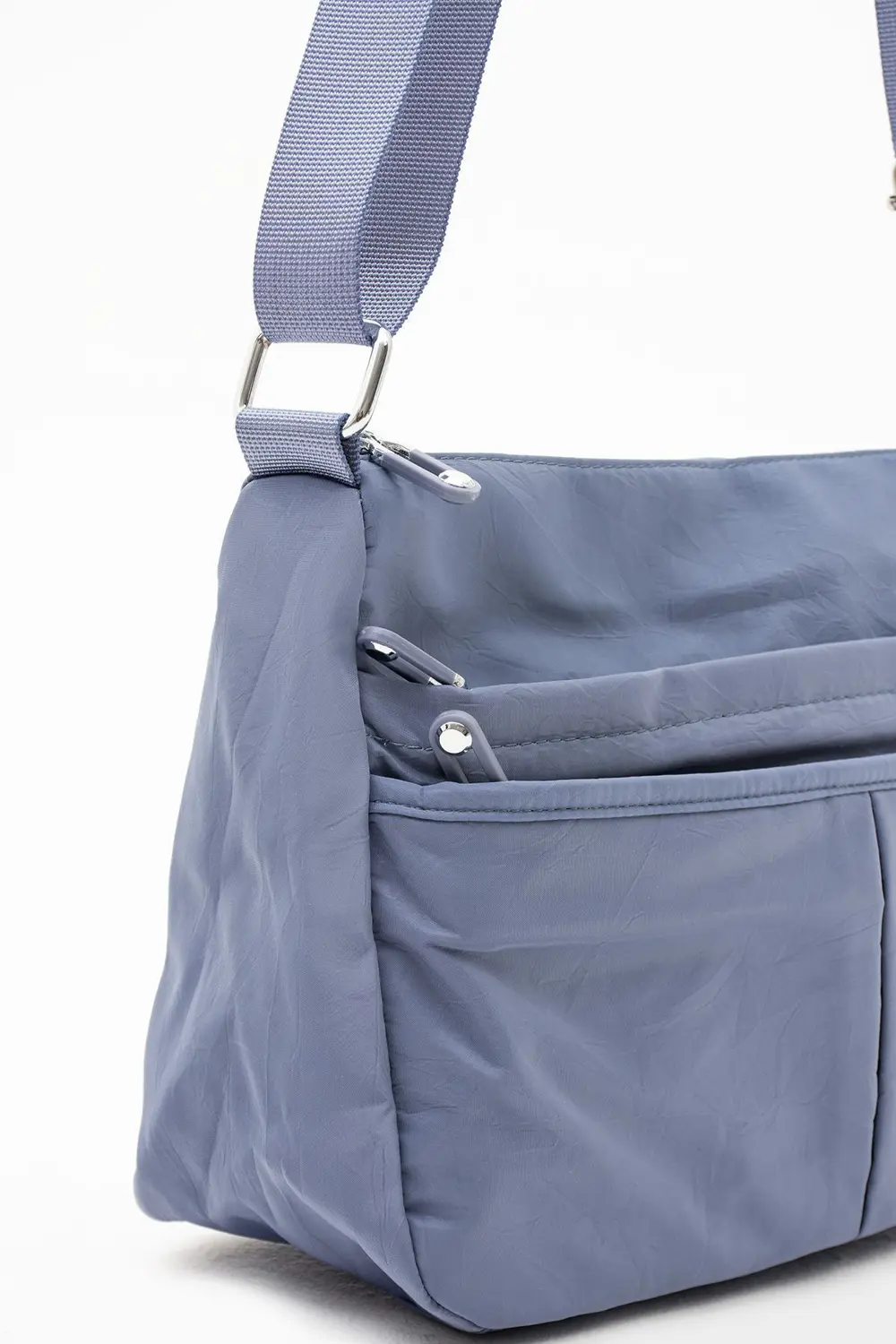 Kadın Suya Dayanıklı Paraşüt Kumaş 5 Gözlü Mavi Renkli Çapraz Ask