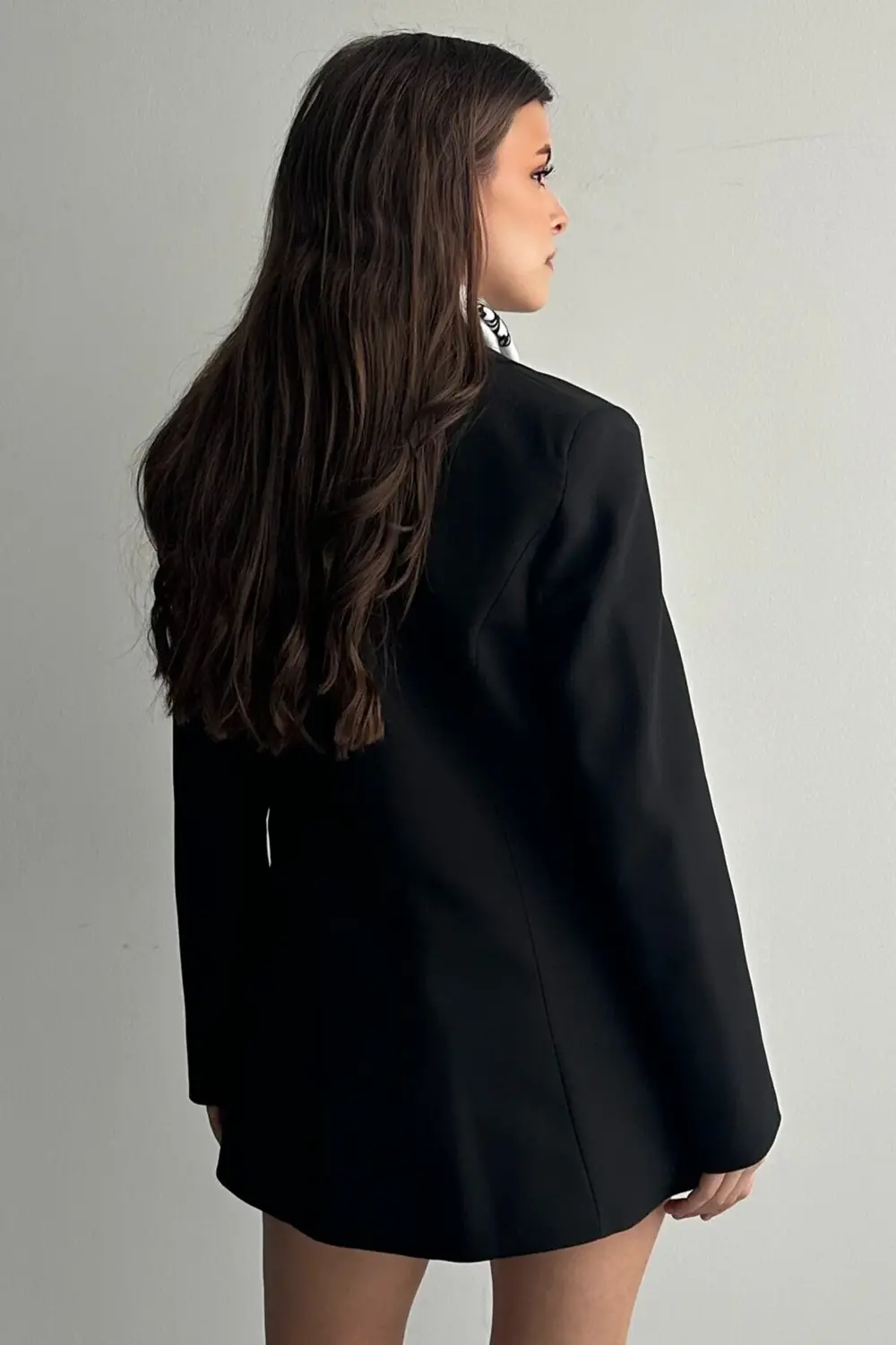 Kadın Taba Düğmeli Oversize Blazer Ceket