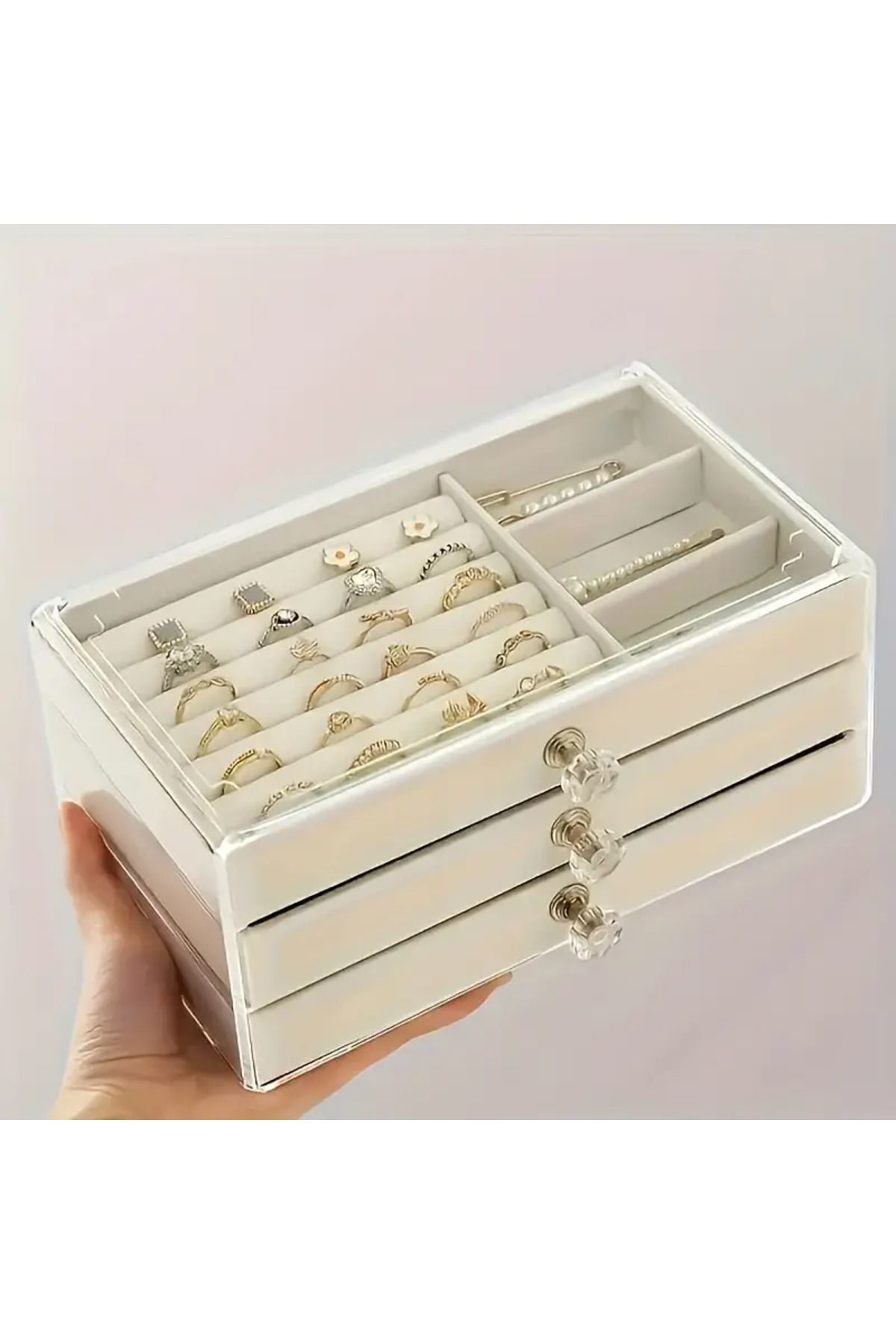 Zümrütmücevherat1968 Kadın Takı Organizer Düzenleyici Üç Çekmeceli Bijuteri Mücevher K