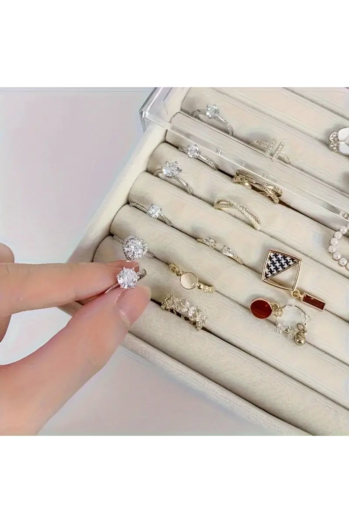 Zümrütmücevherat1968 Kadın Takı Organizer Düzenleyici Üç Çekmeceli Bijuteri Mücevher K