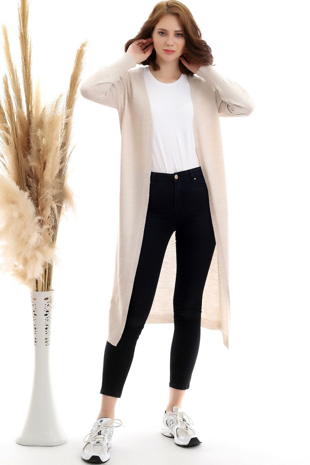 Dreamlike Kadın Taş Mevsimlik Uzun Triko Hırka