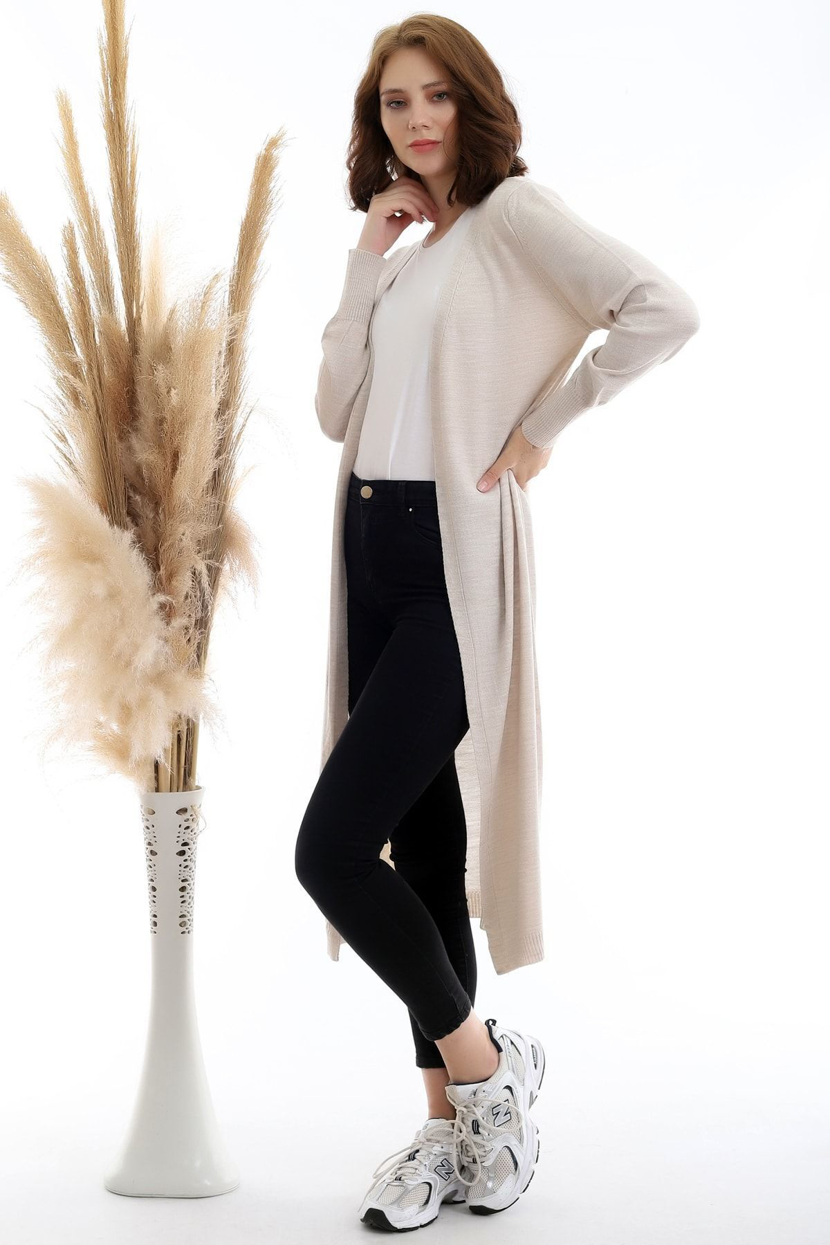 Dreamlike Kadın Taş Mevsimlik Uzun Triko Hırka