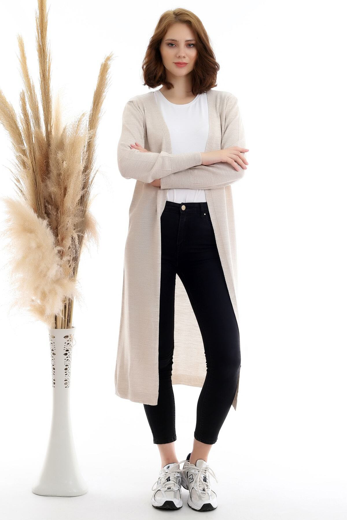 Dreamlike Kadın Taş Mevsimlik Uzun Triko Hırka