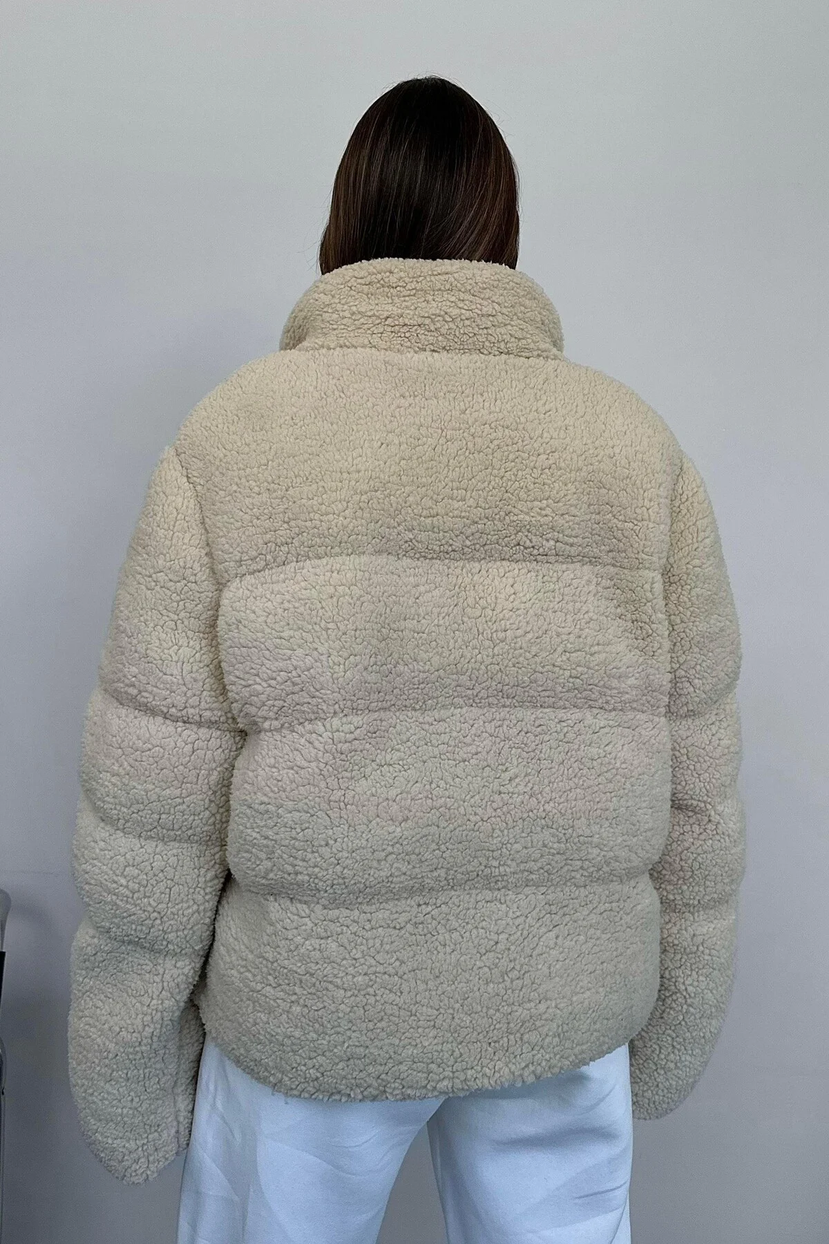 Kadın Teddy Peluş Mont - Polar Şişme Kaban Yumuşak Kürk Görünümlü