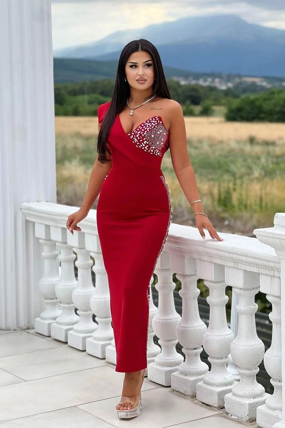 Kadın Tek Omuz Yırtmaçlı Abiye Elbise Fiyatı, Yorumları ve Özellikleri