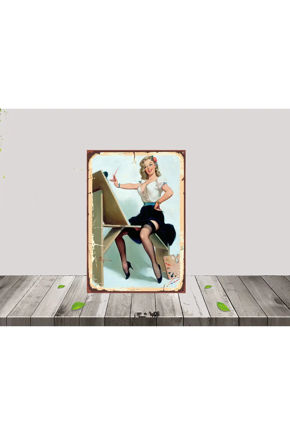 Kadın Temalı 20x30 CM Retro MDF Tablo 018