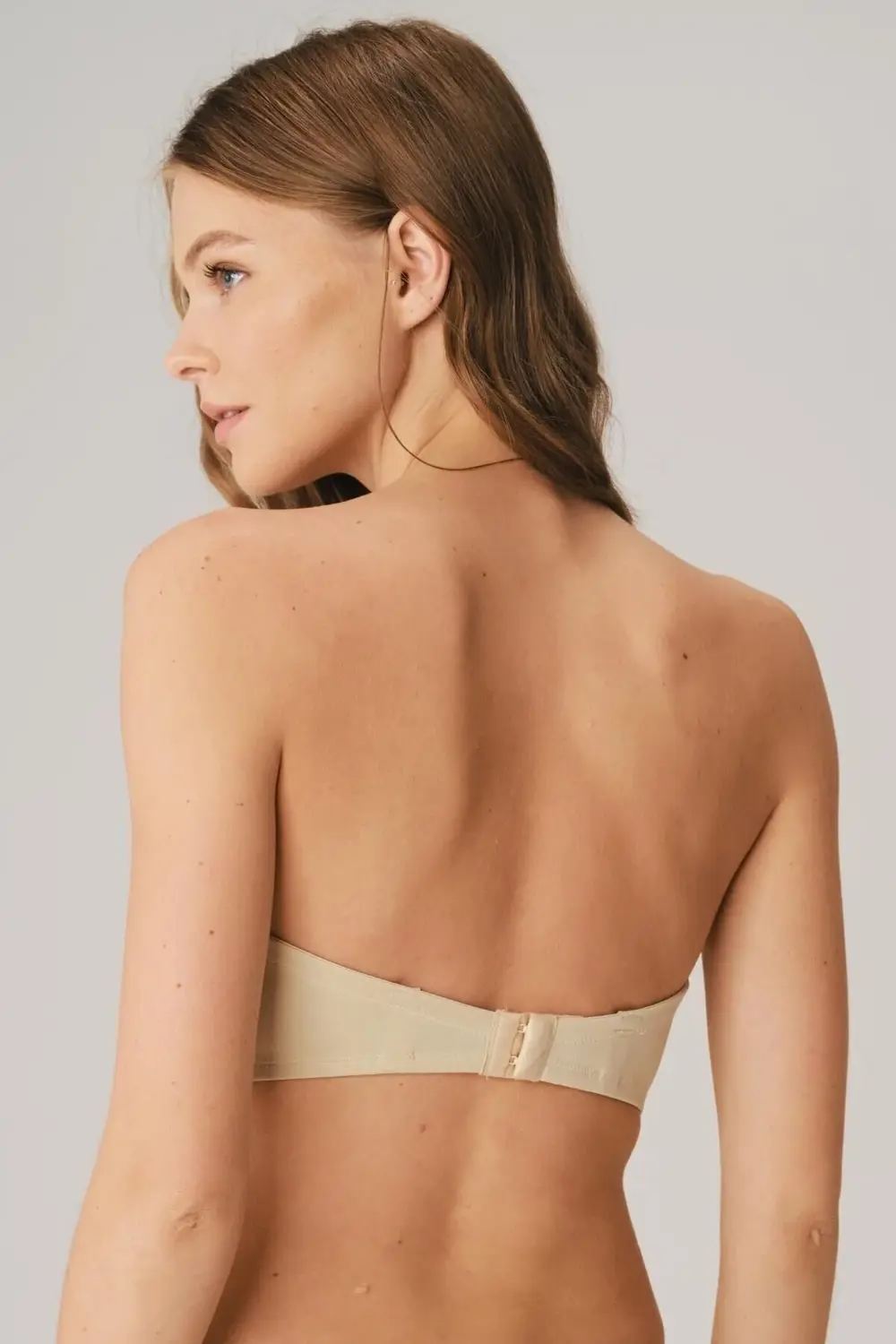 Kadın Ten Balenli Günlük Desteksiz Dolgusuz Straplez Sütyen 3346