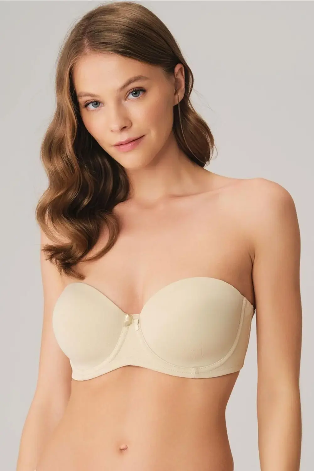 Kadın Ten Balenli Günlük Desteksiz Dolgusuz Straplez Sütyen 3346