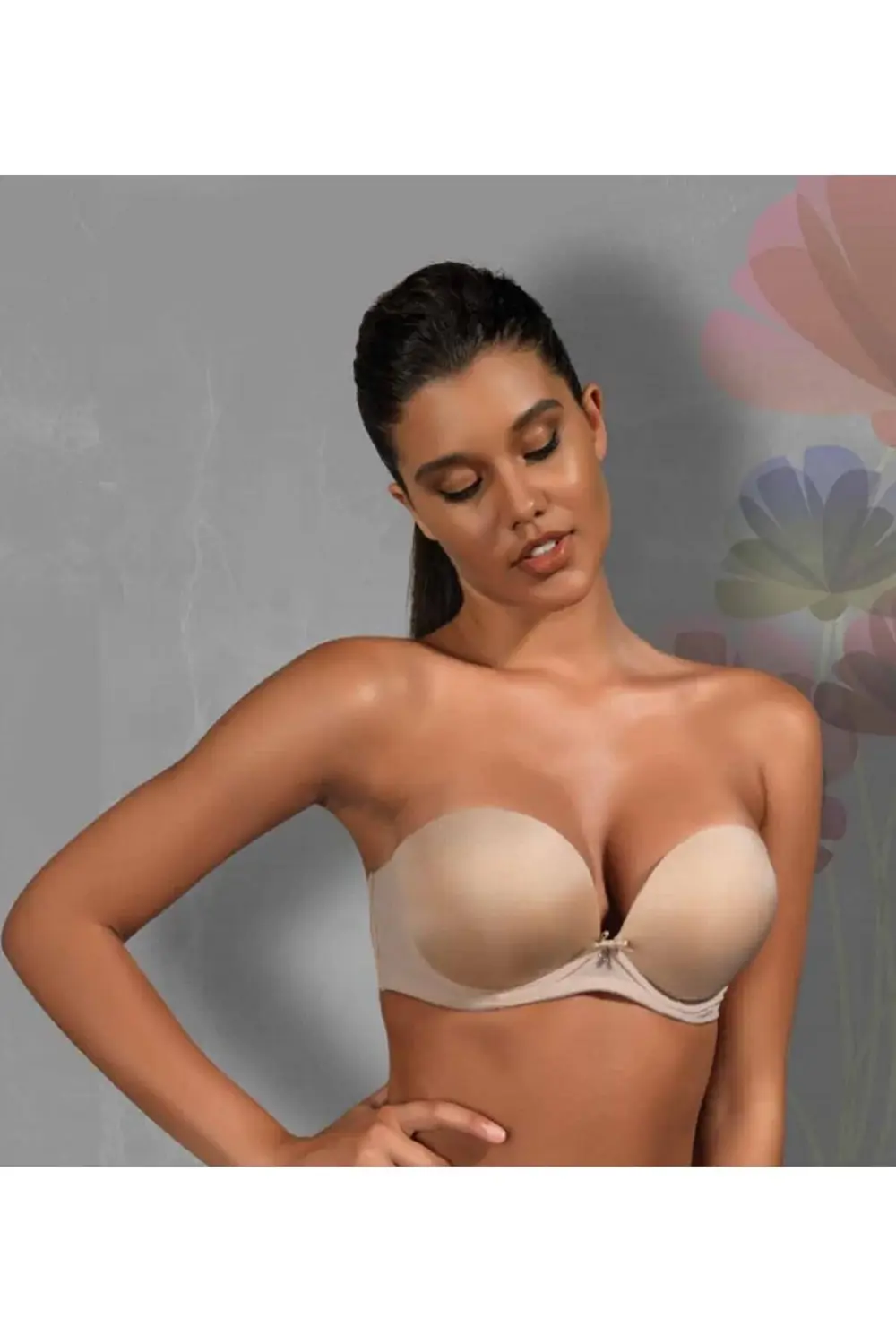 Kadın Ten Çift Destekli Iki Beden Büyüten Push-up Sütyen