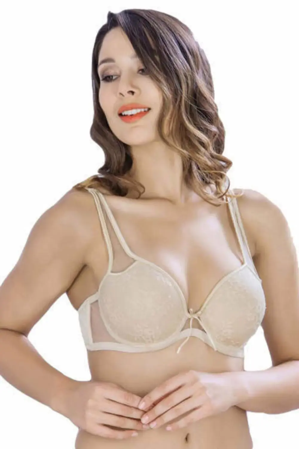 Kadın Ten Desteksiz Dantelli Sütyen 2148