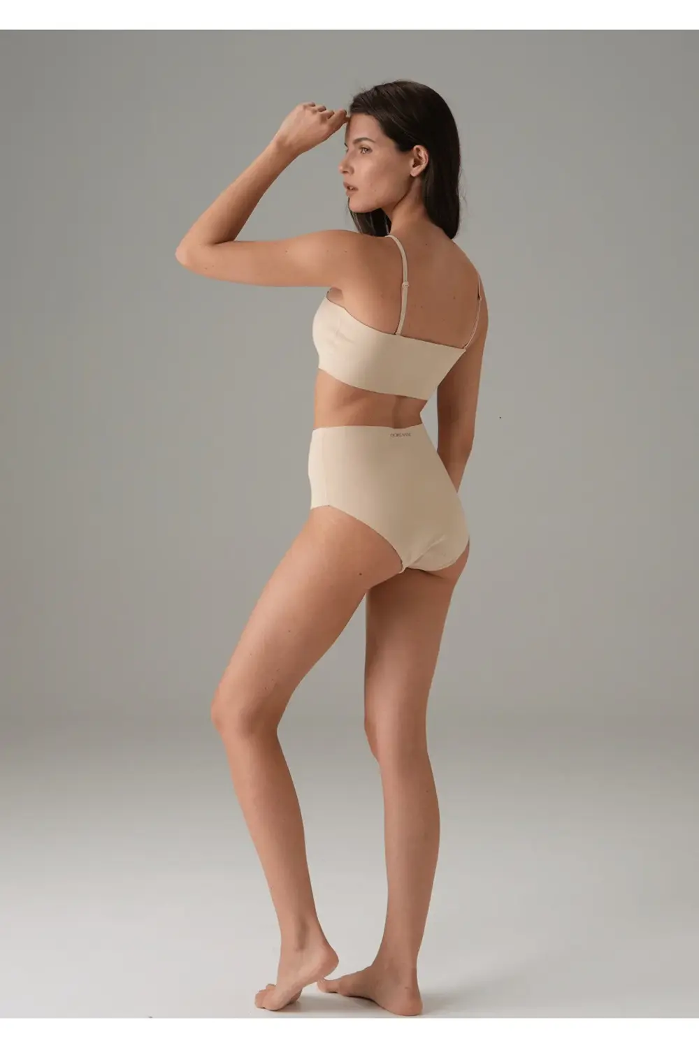 Kadın Ten Dikişsiz Yüksek Bel Marka Baskılı Slip 7003