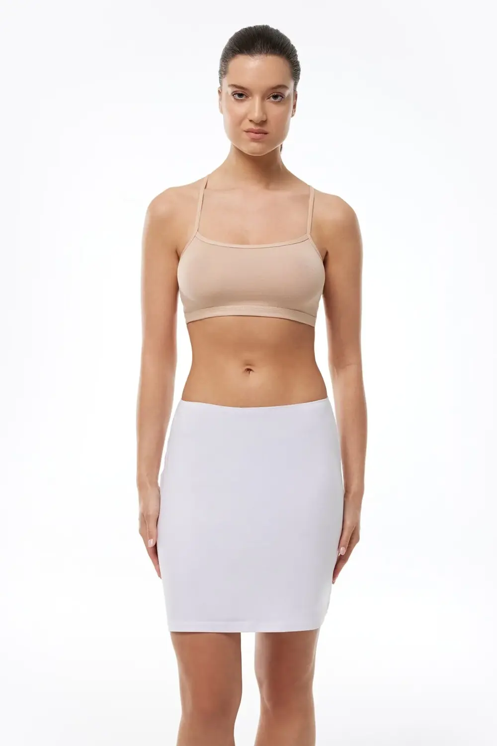 Kadın Ten Kısa Geniş Etek Astarı Modal Jüpon 196