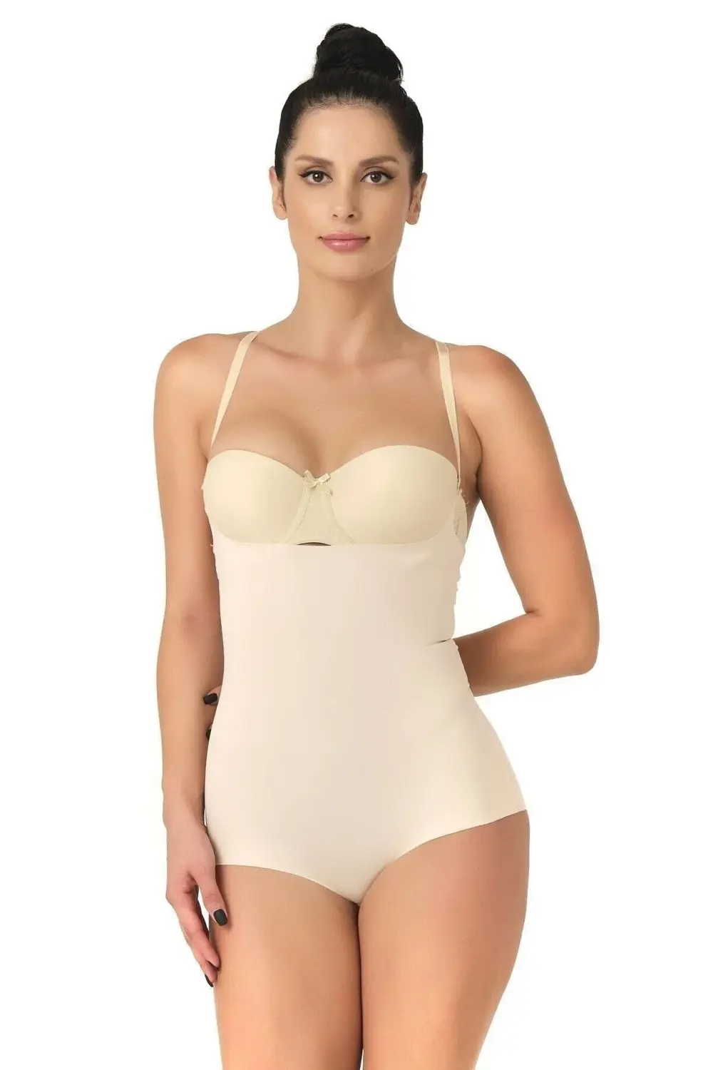 Kadın Ten Lazer Kesim Göğsü Açık Slip Korse 2723