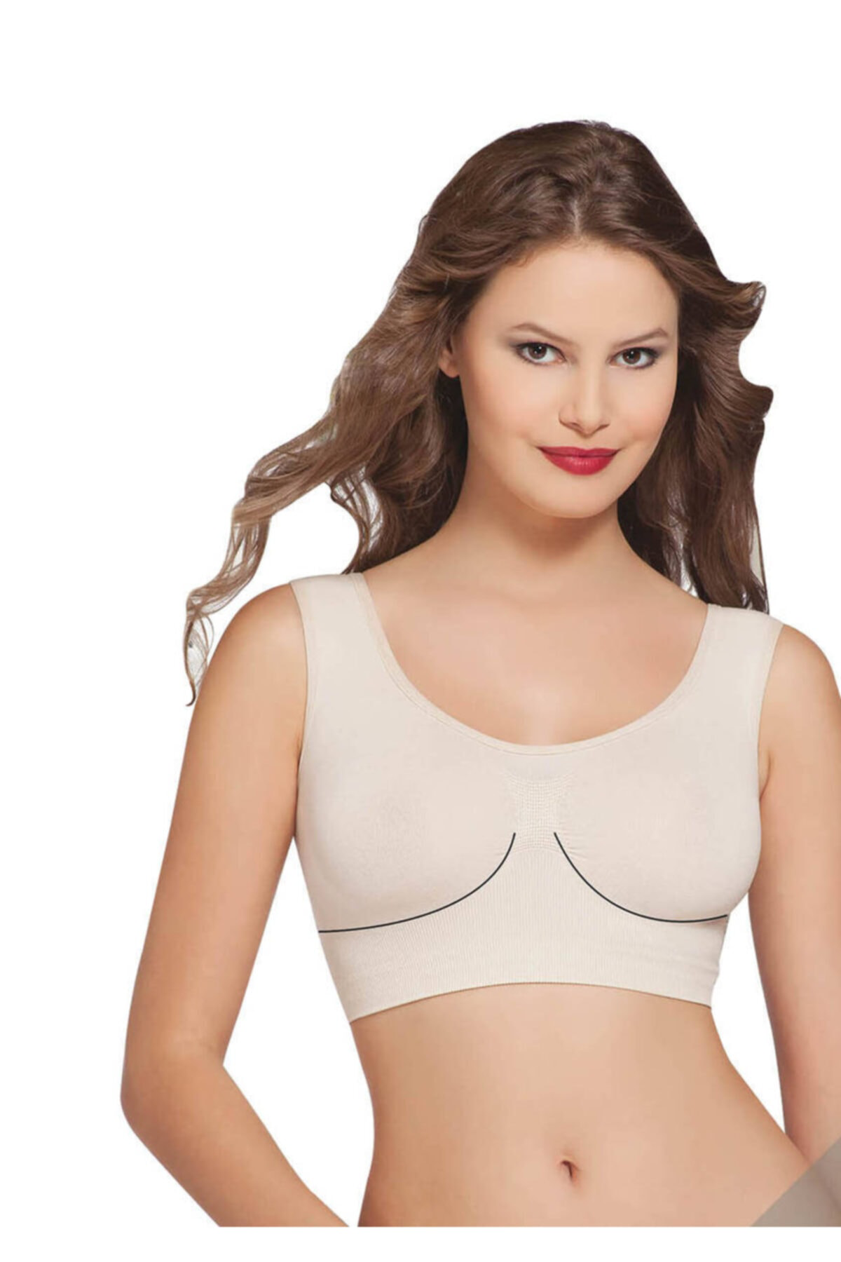 Layza Form Kadın Ten Rengi Kalın Askılı Seamless Dikişsiz Pedli Büstiyer 120