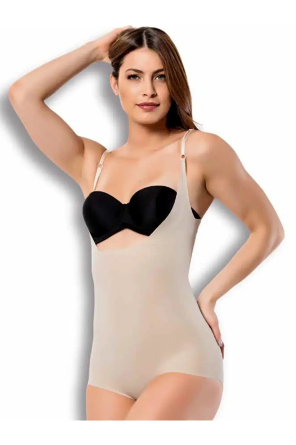 Kadın Ten Rengi Lazer Kesim Göğüs Destekli Body Korse