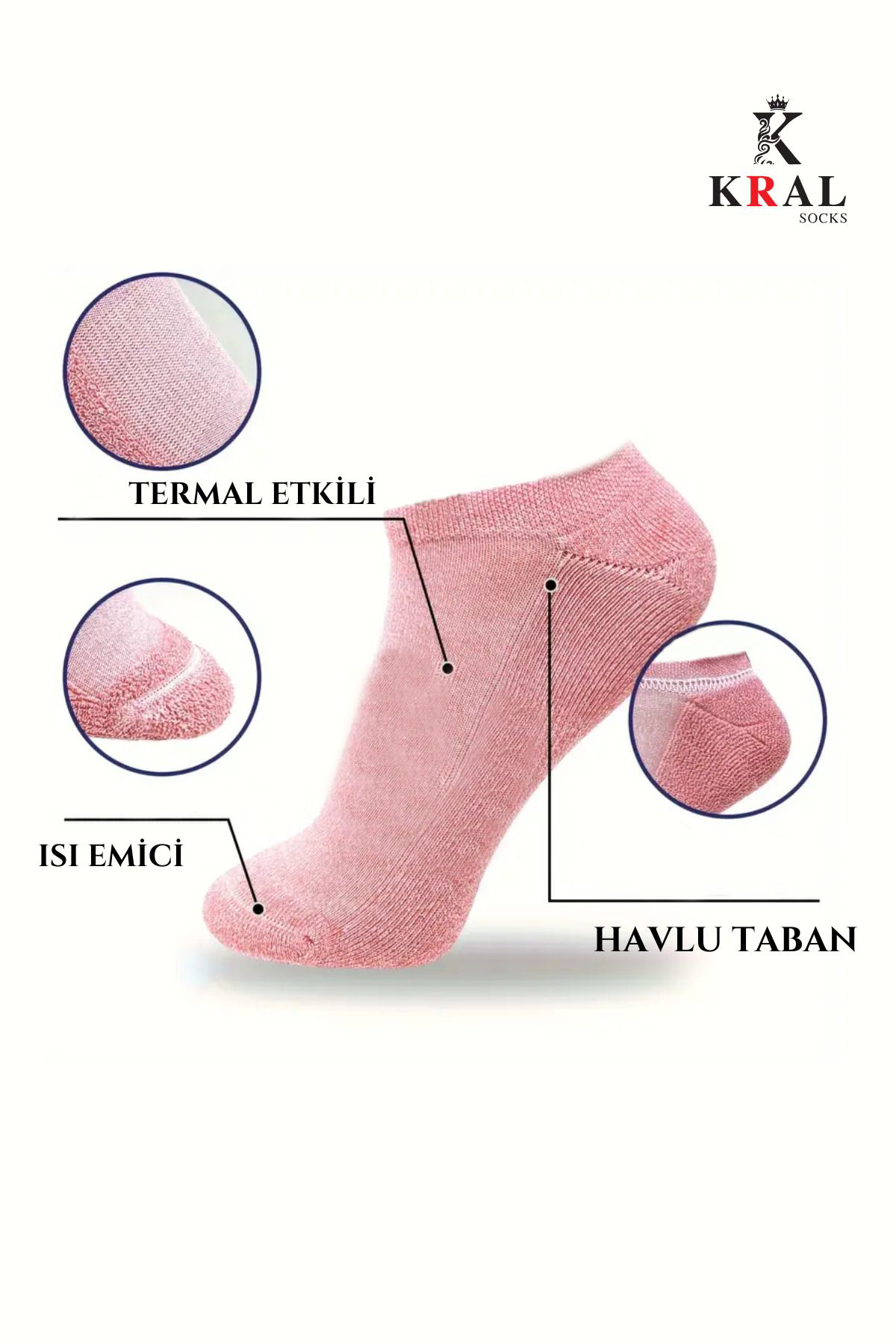 Kadın Termal Çorap (7 Çift) Renkli Havlu Taban Kışlık Çorap