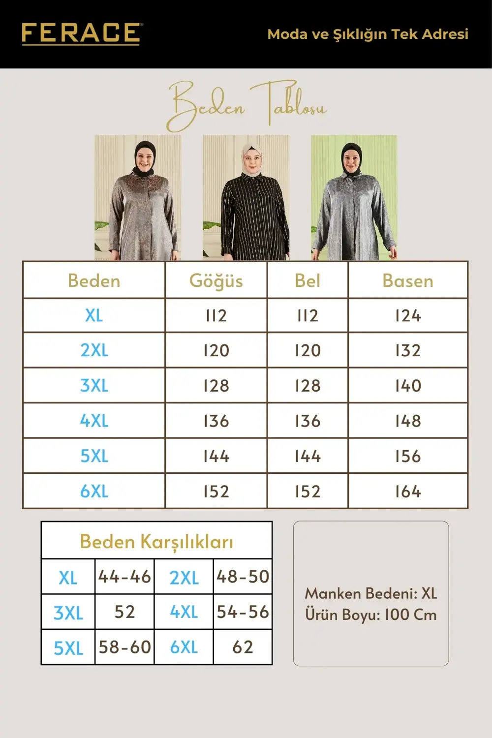 Kadın Tesettür Büyük Beden Çizgili Uzun Gömlek Tunik