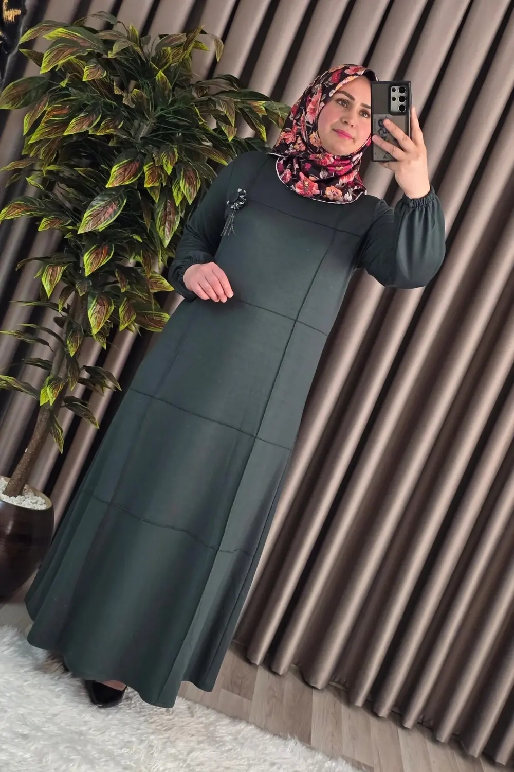 Kadın Tesettür Büyük Beden Giyim Nervür Elbise