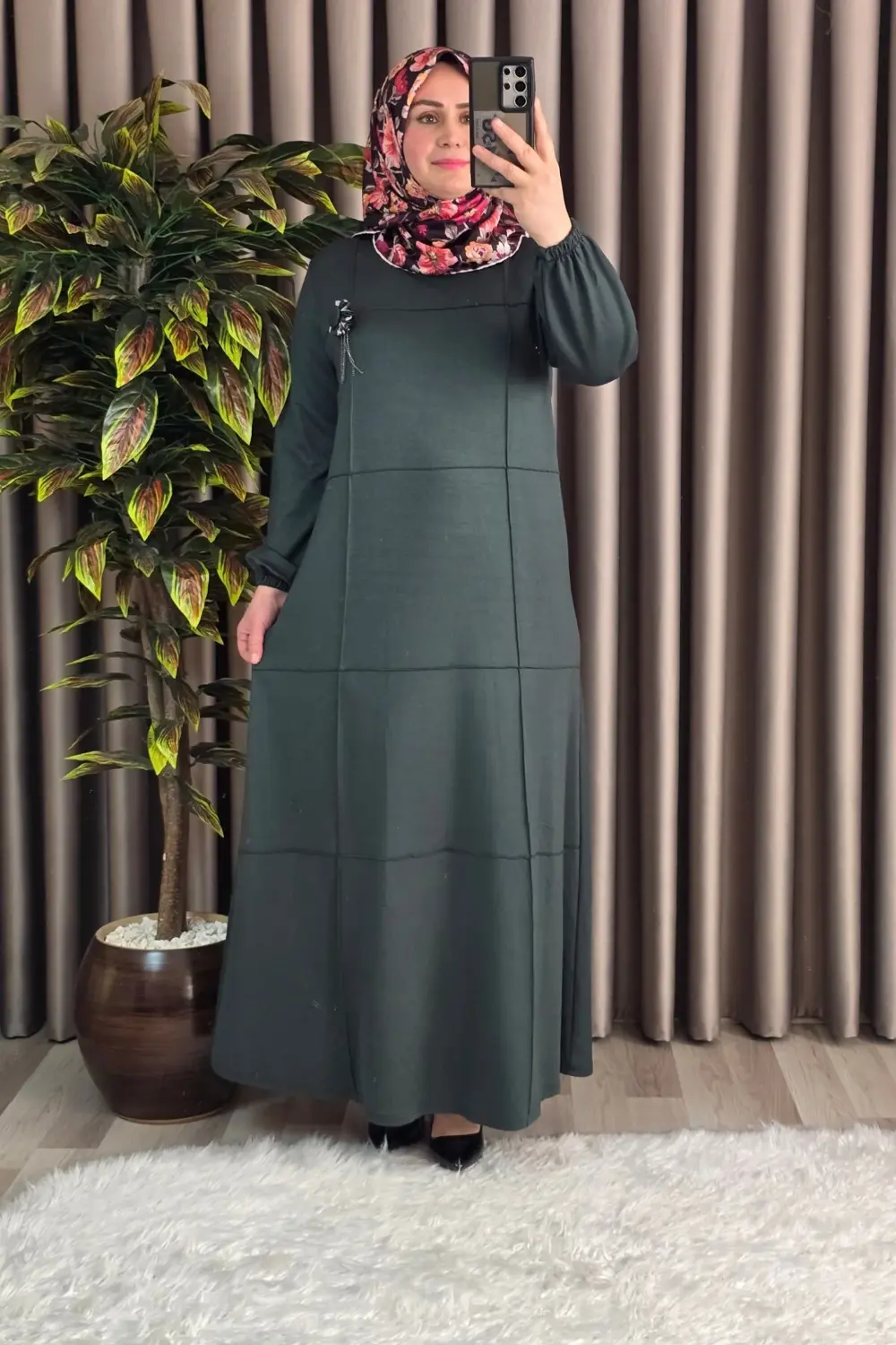 Kadın Tesettür Büyük Beden Giyim Nervür Elbise