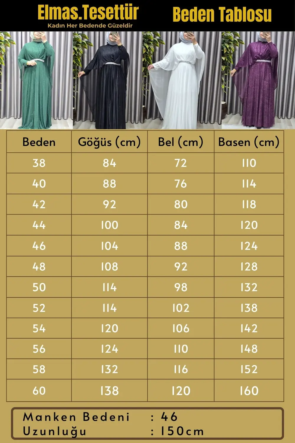 Kadın Tesettür Büyük Beden Giyim Simli Pelerinli Abiye