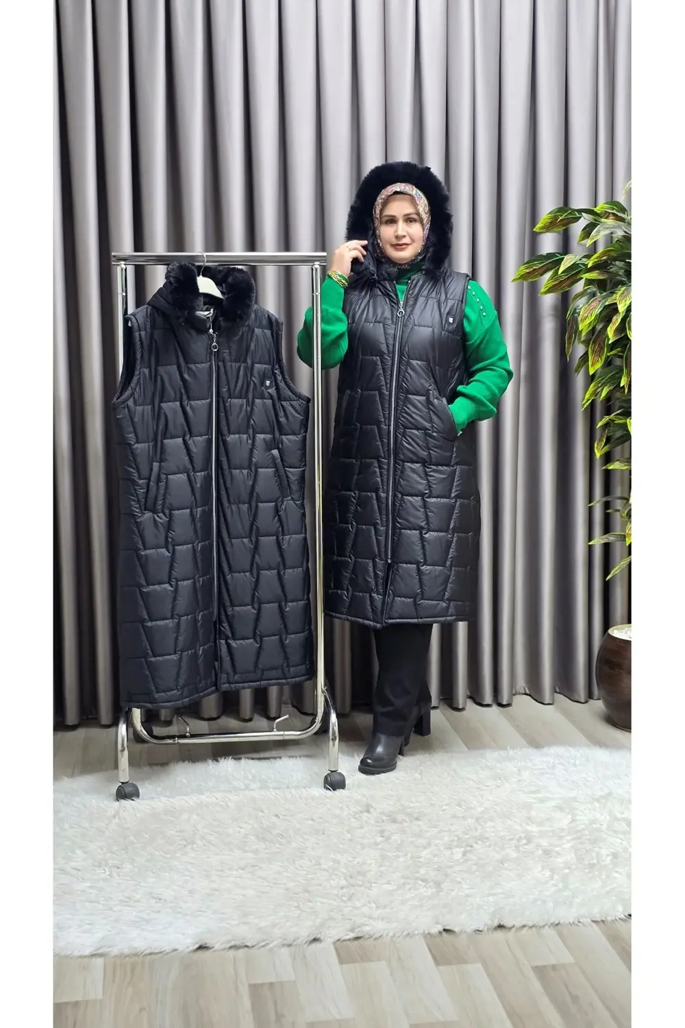 Kadın Tesettür Büyük Beden Kapüşonlu Fermuarlı Kürklü Piramit Des Kadın Tesettür Büyük Beden Kapüşonlu Fermuarlı Kürklü Piramit Des