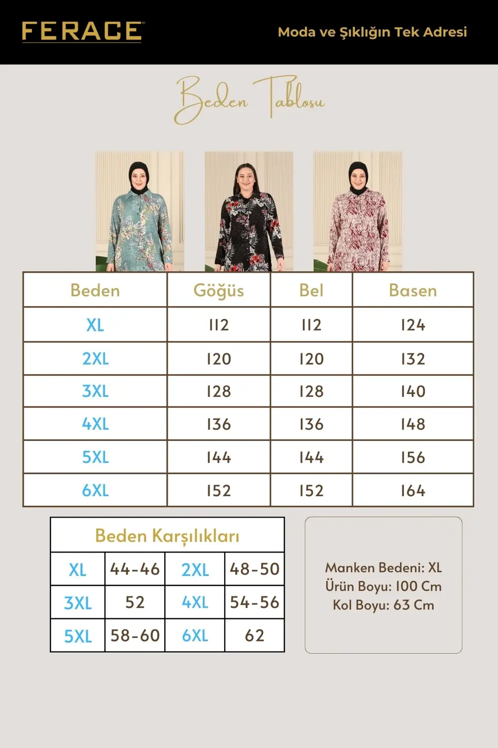 Kadın Tesettur Büyük Beden Uzun Gömlek Tunik