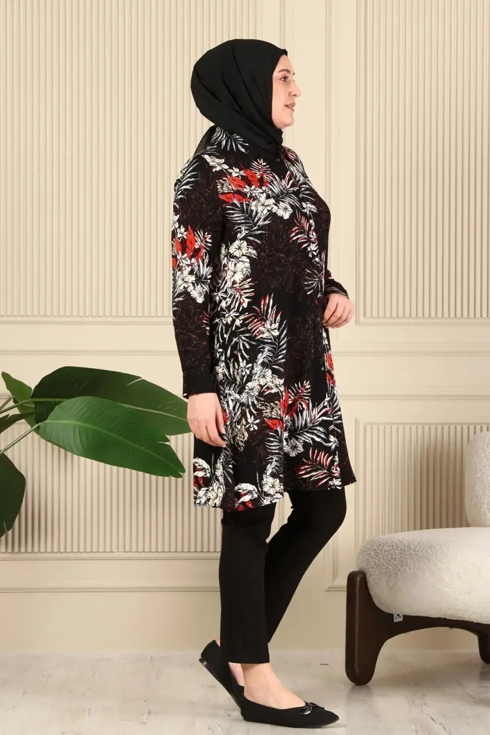 Kadın Tesettur Büyük Beden Uzun Gömlek Tunik