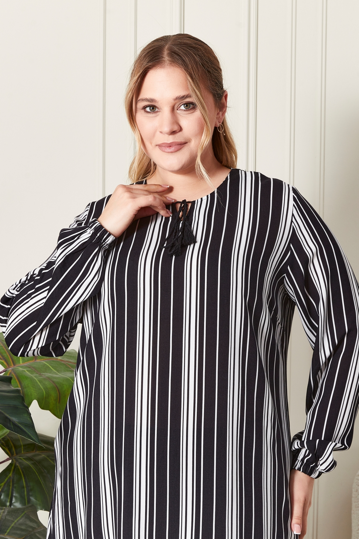 Ferace Kadin Tesettur Buyuk Beden Giyim İpli Yazlık Tunik