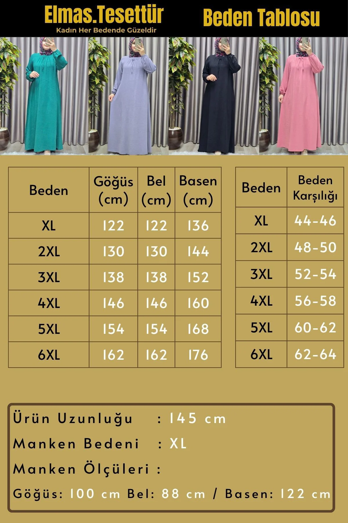 Kadın Tesettür Büyük Beden Giyim Aerobin Elbise