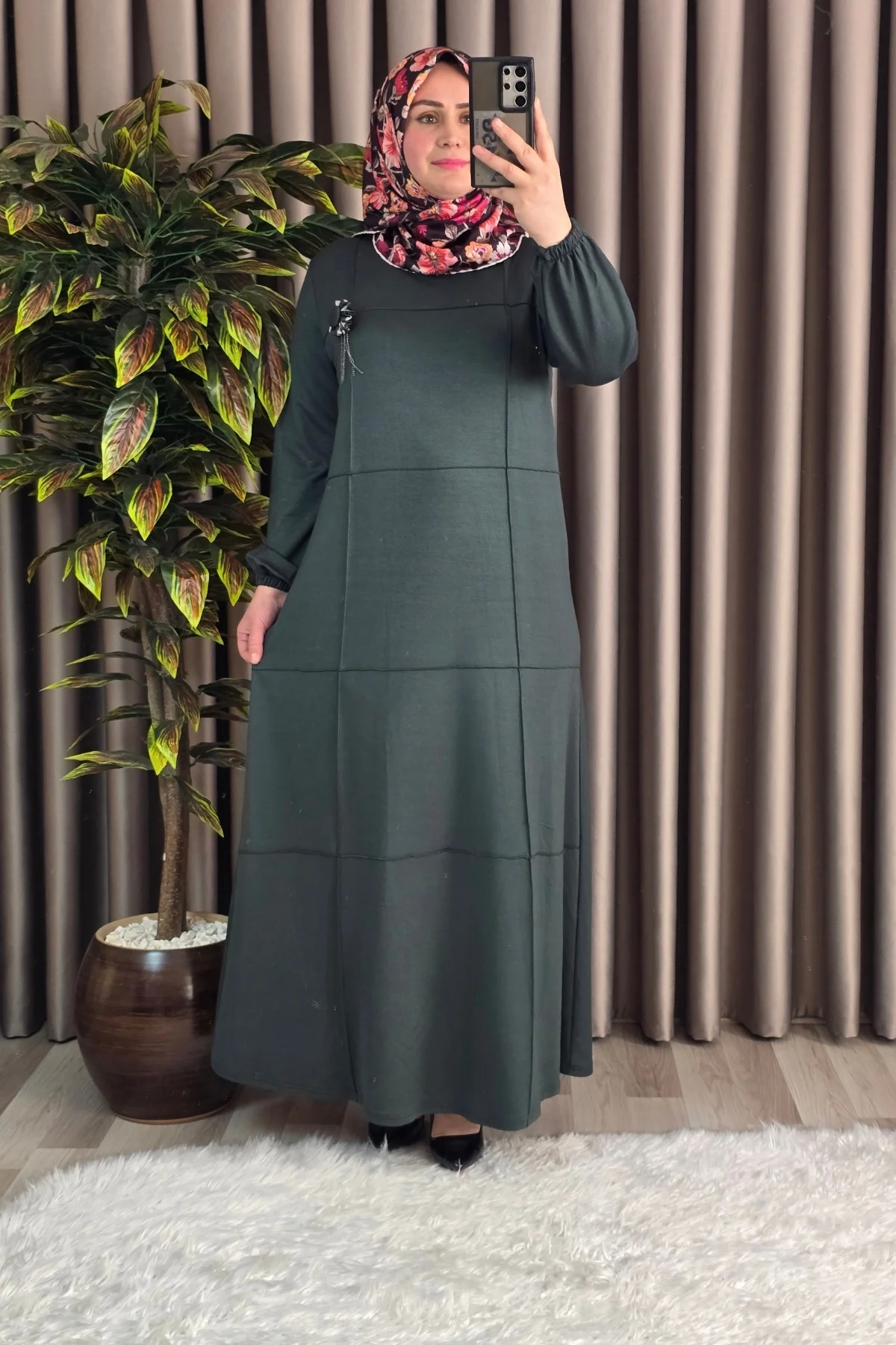 Kadın Tesettür Büyük Beden Giyim Nervür Elbise