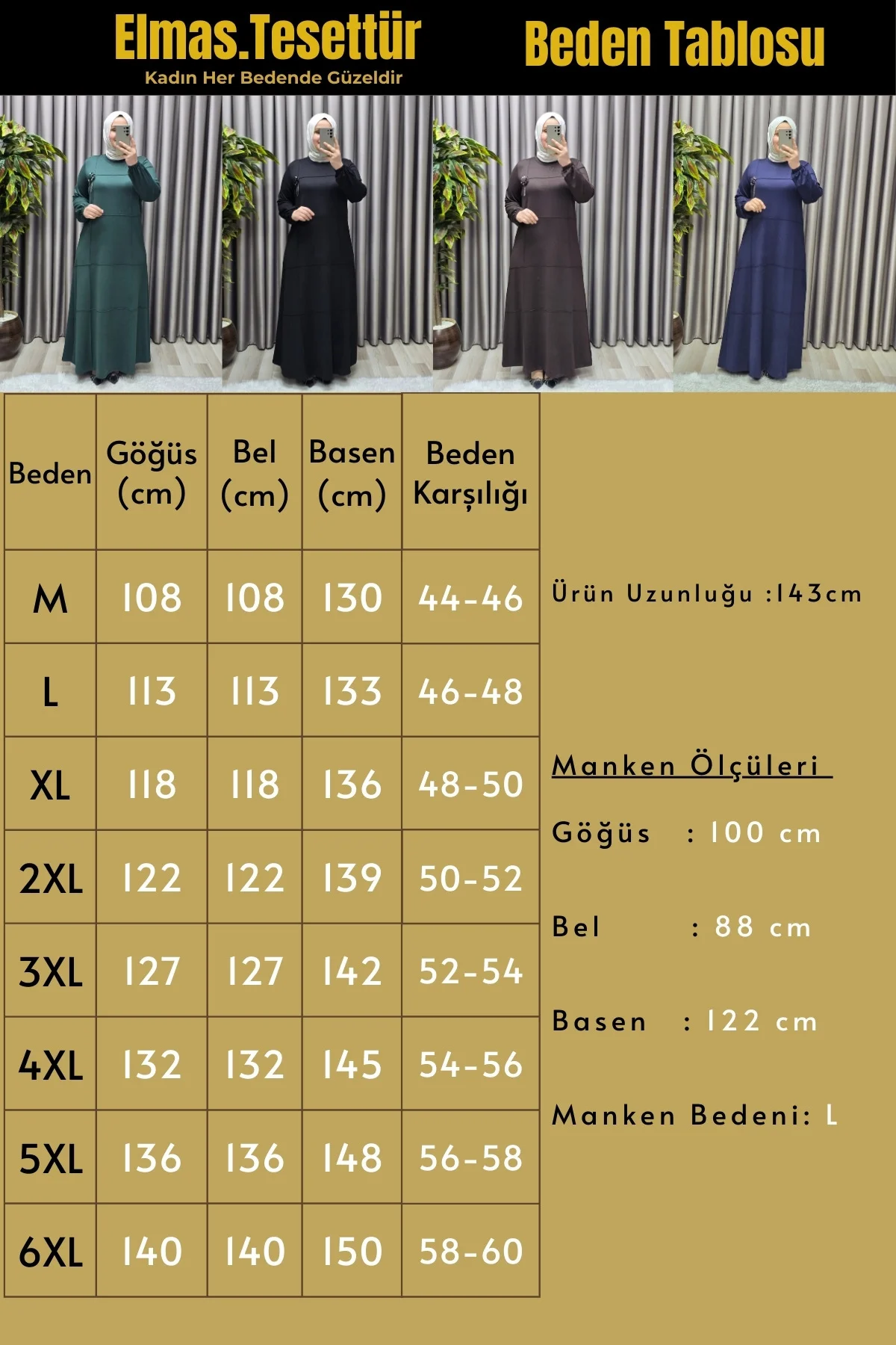 Kadın Tesettür Büyük Beden Giyim Nervür Elbise