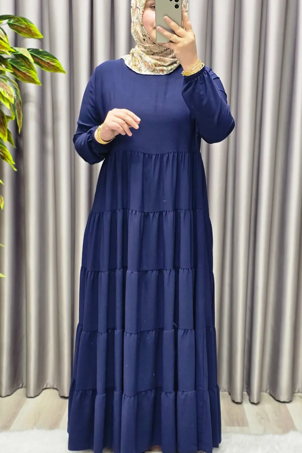 Kadın Tesettür Giyim 5 Katlı Endonezya Krebi Elbise