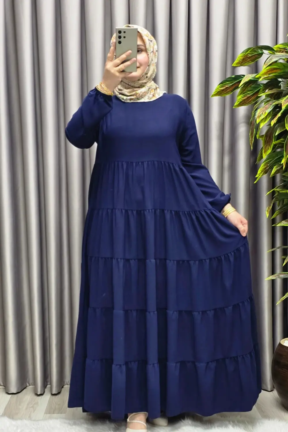 Kadın Tesettür Giyim 5 Katlı Endonezya Krebi Elbise