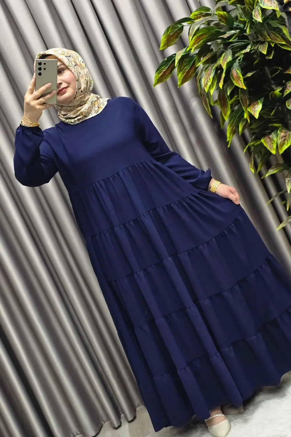 Kadın Tesettür Giyim 5 Katlı Endonezya Krebi Elbise